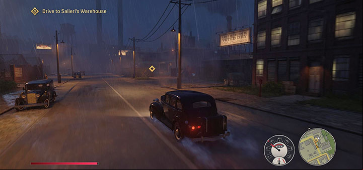 After the mission begins, go to the back room and leave the bar to talk to Frank - Mafia Definitive Edition: A Trip to the Country - walkthrough - Walkthrough - Mafia Definitive Edition Guide, Walkthrough