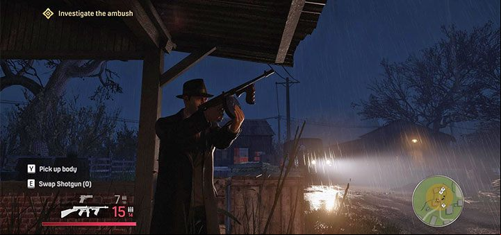 If you run out of ammunition for a shotgun, switch to your basic handgun - Mafia Definitive Edition: A Trip to the Country - walkthrough - Walkthrough - Mafia Definitive Edition Guide, Walkthrough