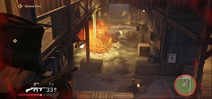 You have to defend yourself on the floor of the barn near the helpless Sam - Mafia Definitive Edition: A Trip to the Country - walkthrough - Walkthrough - Mafia Definitive Edition Guide, Walkthrough