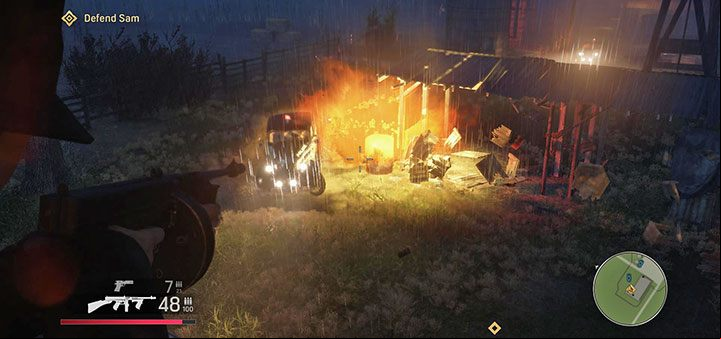 After the enemies have been eliminated from the barn, police reinforcements will arrive - Mafia Definitive Edition: A Trip to the Country - walkthrough - Walkthrough - Mafia Definitive Edition Guide, Walkthrough