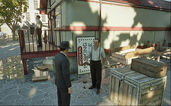 Vincenzo is standing near the spot where Tommy had a conversation with Salieri at the very beginning of the mission - Mafia Definitive Edition: Omerta - walkthrough - Walkthrough - Mafia Definitive Edition Guide, Walkthrough