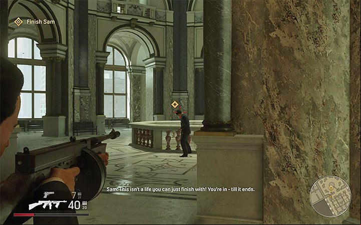 Start hunting Sam and don't forget to hide behind covers - Mafia Definitive Edition: The Death of Art - walkthrough - Walkthrough - Mafia Definitive Edition Guide, Walkthrough