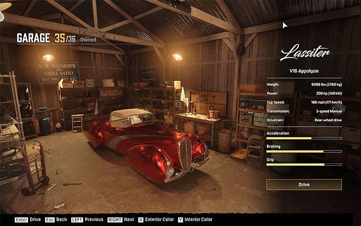 You can choose the Lassiter V16 Appolyon car after visiting any garage - Mafia Definitive Edition: Lassiter V16 Appolyonr - hidden car, where to find - Cars - Mafia Definitive Edition Guide, Walkthrough
