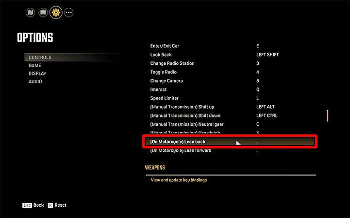 Check in the control options what key/button you have to press to lean backward on a motorcycle - Mafia Definitive Edition: Driver Stuntman - trophy guide - Trophy guide - Mafia Definitive Edition Guide, Walkthrough