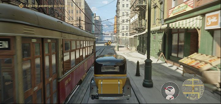 Another customer should be around the corner – that person is marked with a blue icon on the mini-map - Mafia Definitive Edition: Running Man - walkthrough - Walkthrough - Mafia Definitive Edition Guide, Walkthrough