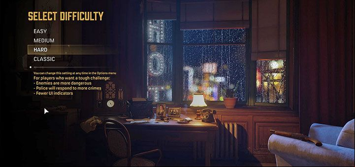 The game will ask you to choose a difficulty level when you start the campaign - Mafia Definitive Edition: Beginners Guide & Tips - Basics - Mafia Definitive Edition Guide, Walkthrough