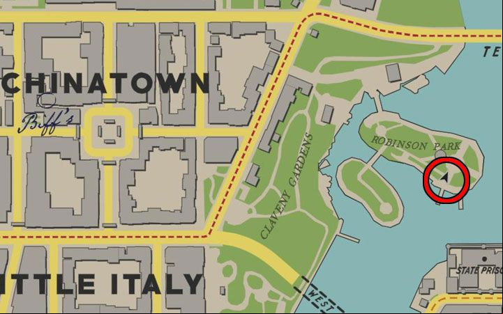 The magazine is located in the Robinson Park, which is located a short distance east of the Chinatown neighborhood - Mafia Definitive Edition: Black Mask magazines - list and locations - Secrets and finders - Mafia Definitive Edition Guide, Walkthrough