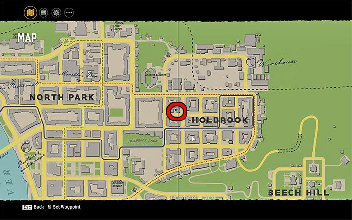 The magazine is located in a small area in the northwest part of the Holbrook district - Mafia Definitive Edition: Black Mask magazines - list and locations - Secrets and finders - Mafia Definitive Edition Guide, Walkthrough