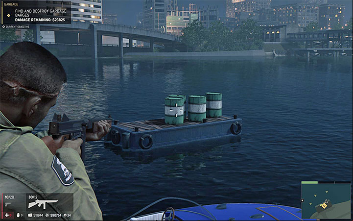An example barge with barrels - Garbage (illegal garbage disposal racket) | Walkthrough - Story missions - Mafia III Game Guide