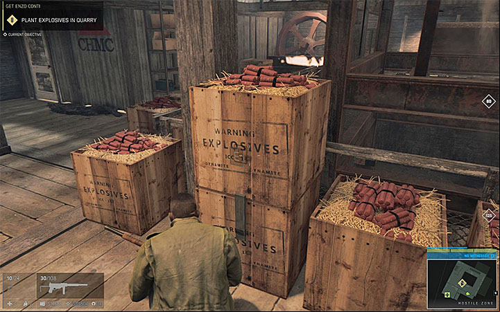 The first place where you must plant the explosives - Get Enzo Conti (encounter with Enzo Conti) | Walkthrough - Story missions - Mafia III Game Guide