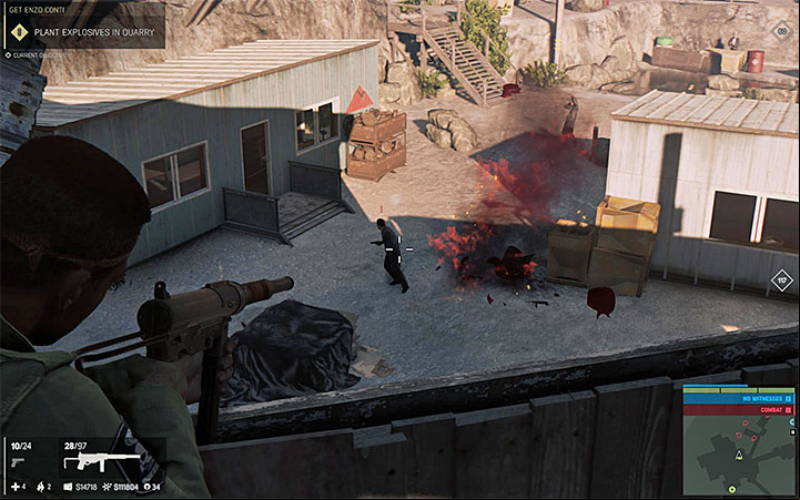 Aim at the red barrels whenever the enemies position themselves nearby - Get Enzo Conti (encounter with Enzo Conti) | Walkthrough - Story missions - Mafia III Game Guide