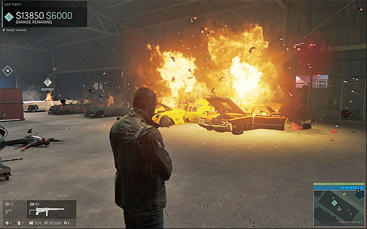 Dont position yourself too close to the explosive items because more than a single car can explode at once - Auto Theft (car stealing racket) | Walkthrough - Story missions - Mafia III Game Guide