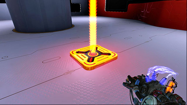 Change the module charge on red and then go behind a column which can be seen on the screen above - Advanced Platform - Walkthrough - Act I - Magrunner: Dark Pulse - Game Guide and Walkthrough
