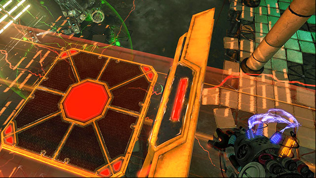 You can also stay on the platform and change its and walls charge to green - Upgrade - Walkthrough - Act II - Magrunner: Dark Pulse - Game Guide and Walkthrough