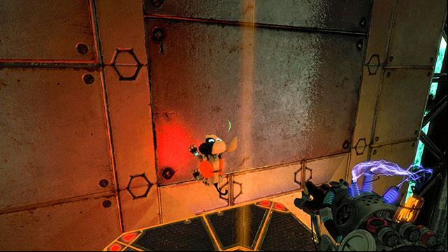 Here you find a vertical platform without a magnetic engine - Upgrade - Walkthrough - Act II - Magrunner: Dark Pulse - Game Guide and Walkthrough