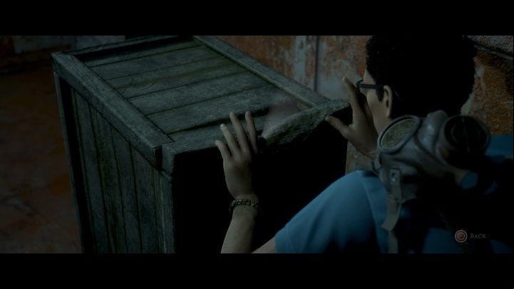 To get further you need to push the wooden box and climb on it so that you jump to the second part of the corridor - Finding Friends | The Dark Pictures Man of Medan Walkthrough - Walkthrough - The Dark Pictures Man of Medan Guide