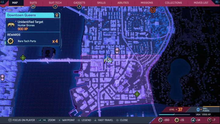 Examine the transmitter and catch the drone with the encrypted message - Spider-Man 2: All Unidentified Target locations - Secrets and Collectibles - Spider Man 2 Guide