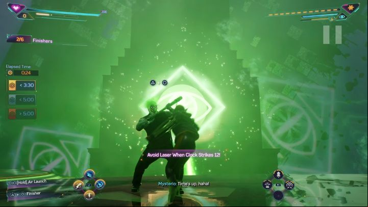In this task, you have to perform 6 finishers and avoid lasers - Spider-Man 2: All Mysterium - Grand Finale - Secrets and Collectibles - Spider Man 2 Guide