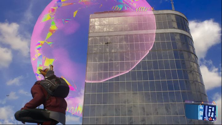This Spider-bot is on the roof of the target building (tall skyscraper) - Spider-Man 2: All Spider-bot locations - Secrets and Collectibles - Spider Man 2 Guide