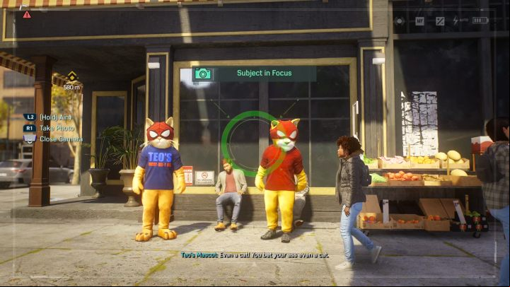 Take a picture of two people dressed as cats in front of the store - Spider-Man 2: All Photo Ops - locations - Secrets and Collectibles - Spider Man 2 Guide