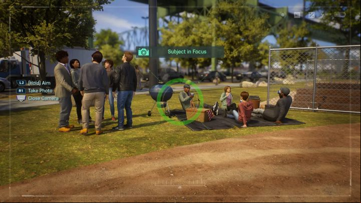 Take a picture of people on a picnic blanket near the baseball field - Spider-Man 2: All Photo Ops - locations - Secrets and Collectibles - Spider Man 2 Guide