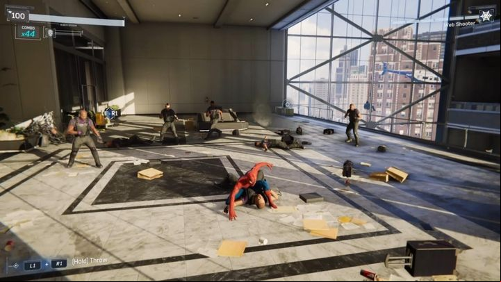 There are a lot of foes here, so remain vigilant and try to heal if necessary - Marvels Spider-Man: The Main Event - walkthrough - Main missions - Spider-Man Game Guide
