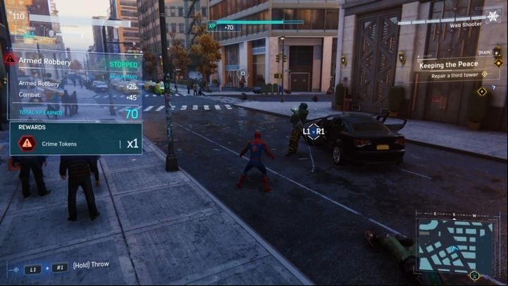 If you are thinking about maxing out the game, pay attention to the crimes committed on the streets of the city (they are marked with a red triangle with an exclamation mark) and try to systematically take action in these events - Marvels Spider-Man: Starting Tips - Basics - Spider-Man Game Guide