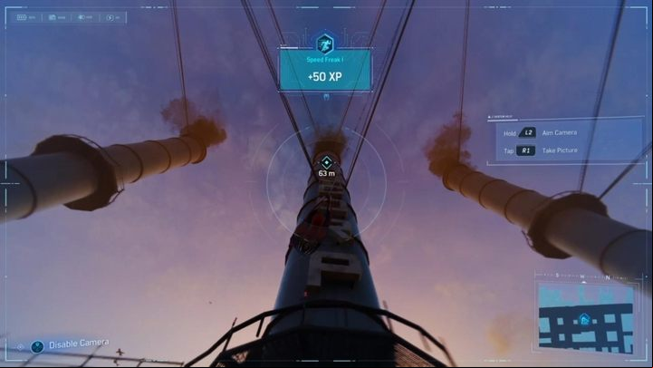 The next objective is to photograph three objects which are generating pollution: two cars and a large chimney - Marvels Spider-Man: Harrys ion Project - walkthrough - Main missions - Spider-Man Game Guide