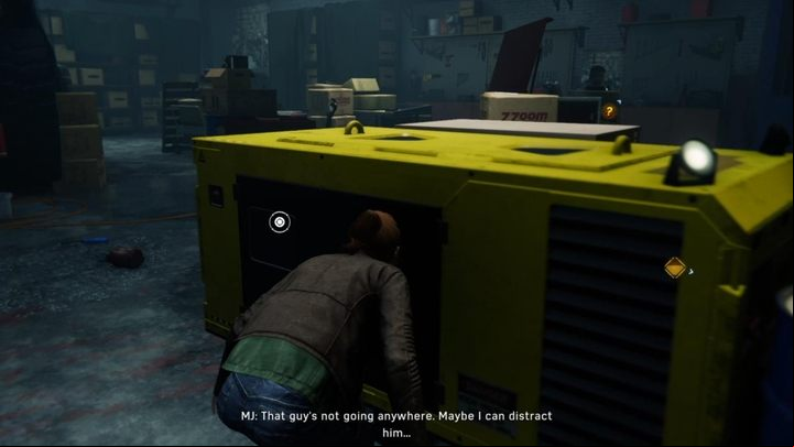 Walk around the next cabinets and start the engine - Marvels Spider-Man: Dinner Date - walkthrough - Main missions - Spider-Man Game Guide