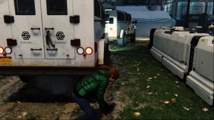 Go right, through the building and the trucks on the right - Marvels Spider-Man: Uninvited - walkthrough - Main missions - Spider-Man Game Guide