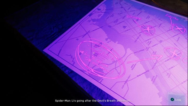 Now approach the map on the chest and examine it - Marvels Spider-Man: Picking Up the Trail - walkthrough - Main missions - Spider-Man Game Guide