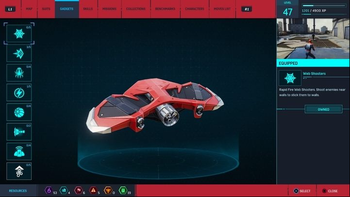 Gadget description: Web Shooters with a high rate of fire - Marvels Spider-Man: Gadgets description - Suits and Gadgets - Spider-Man Game Guide