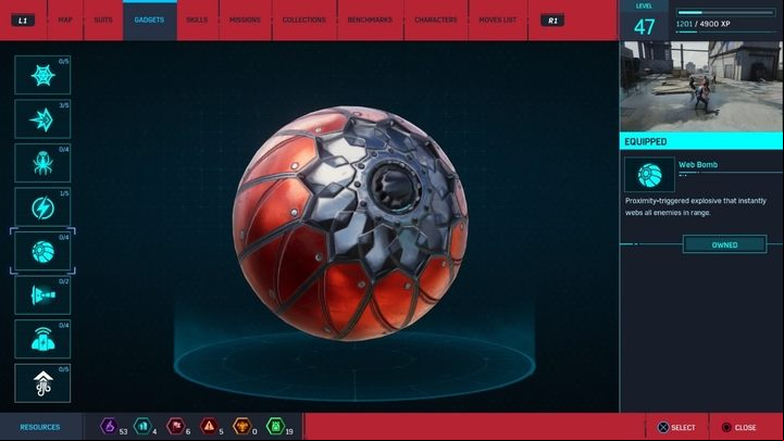 Gadget description: A proximity mine that instantly constrains all within the range - Marvels Spider-Man: Gadgets description - Suits and Gadgets - Spider-Man Game Guide