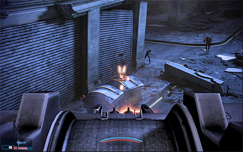 Make your way to a bridge connecting two buildings and get ready for a short action sequence which is ing a stationary turret - Mass Effect 3: Priority, Earth #2 - walkthrough - Main Missions - Mass Effect 3 Guide