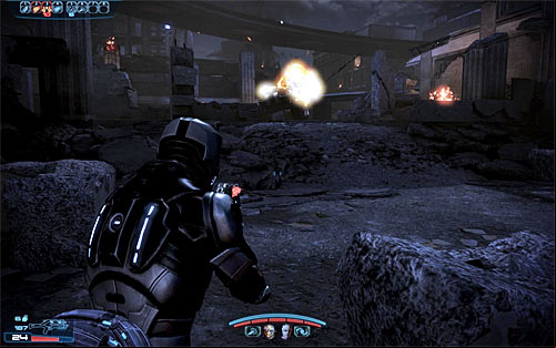 Wait until youre transported to a new area of London and surprise the first group of enemies youll encounter - Mass Effect 3: Priority, Earth #2 - walkthrough - Main Missions - Mass Effect 3 Guide