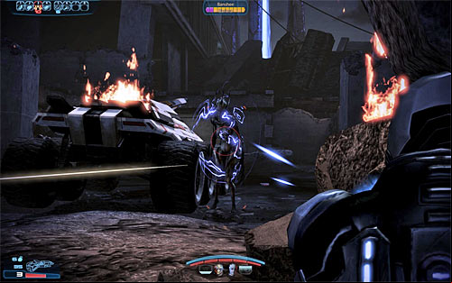 Resume your journey after youve defeated all enemy units, however be ready to hide again when youll notice a harvester in the area - Mass Effect 3: Priority, Earth #2 - walkthrough - Main Missions - Mass Effect 3 Guide
