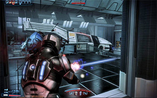 A new battle will start as soon as the cut-scene has ended and youll have to quickly eliminate the troopers that have landed inside this room - Mass Effect 3: Arrae: Ex-Cerberus Scientists - walkthrough - Missions outside the Citadel - Mass Effect 3 Guide