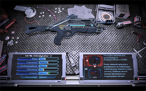 The game will always inform you what you can expect by installing a certain upgrade and youll also see the difference on five bars that are about the weapons properties - Mass Effect 3: Weapon modifications - Basic information - Listings - Mass Effect 3 Guide