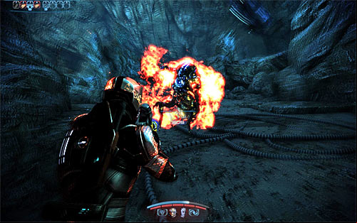 Right after jumping onto the lower level you should place your team behind covers, as theres another Ravager in the area - Mass Effect 3: Attican Traverse, The Rachni - walkthrough - Main Missions - Mass Effect 3 Guide