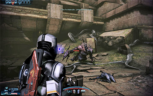 The only way to reach the next section of the ruins is to cross the bridge, performing a small jump along the way - Mass Effect 3: Priority, Tuchanka - walkthrough - Main Missions - Mass Effect 3 Guide