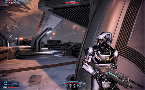 The next battle will take place after reaching a larger and partially destroyed city square - Mass Effect 3: Priority, Thessia - walkthrough - Main Missions - Mass Effect 3 Guide