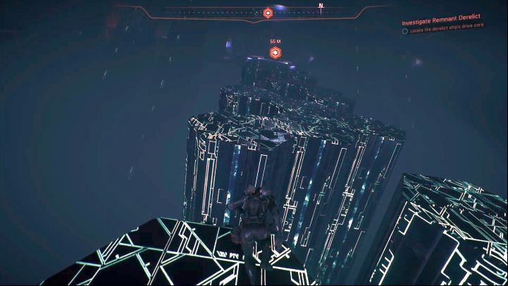 You have to jump from column to column to get across. - Investigate Remnant Derelict on Elaaden - Elaaden - Mass Effect: Andromeda Game Guide
