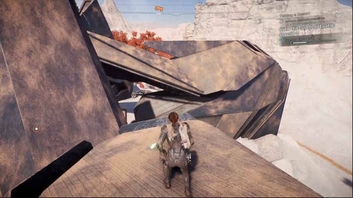 After scanning the first glyph head east and jump over to the other side. - Taming a Desert on Elaaden - Elaaden - Mass Effect: Andromeda Game Guide