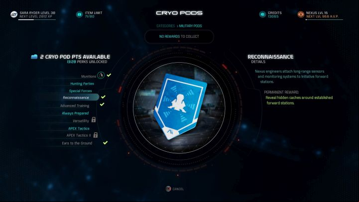 Reconnaissance is one of the best cryo pod capsules in the game. - Which cryo pod capsules should you open first and which should you avoid? - FAQ - Frequently asked questions - Mass Effect: Andromeda Game Guide
