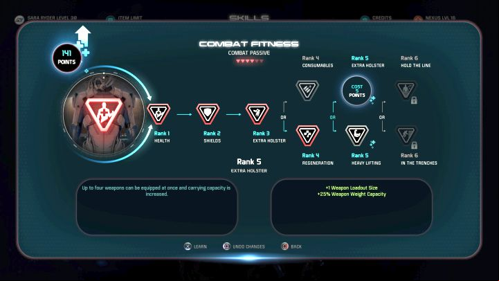 Upgrading this ability will allow you to carry more weapons. - How to increase the amount of carried weapons in Mass Effect: Andromeda? - FAQ - Frequently asked questions - Mass Effect: Andromeda Game Guide