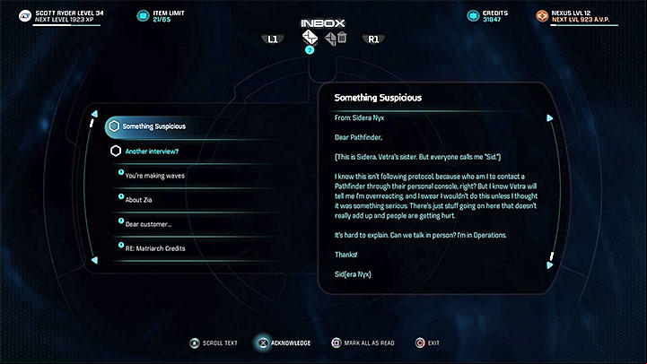 You must receive an e-mail from Sid - Life on the Frontier | Nexus side quests - Nexus - Mass Effect: Andromeda Game Guide