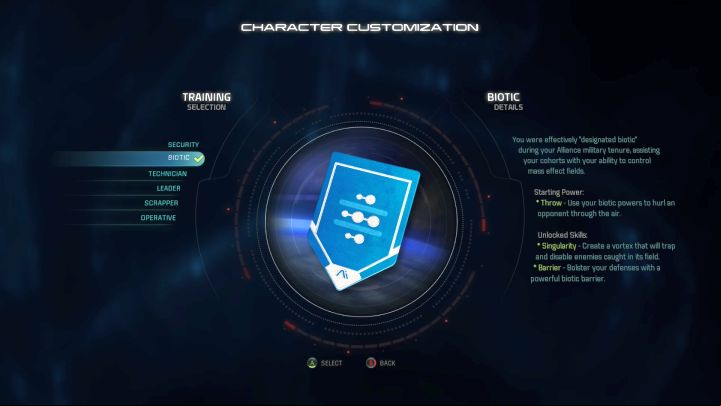 Biotic training selection. - Biotic | Trainings - Character training - Mass Effect: Andromeda Game Guide