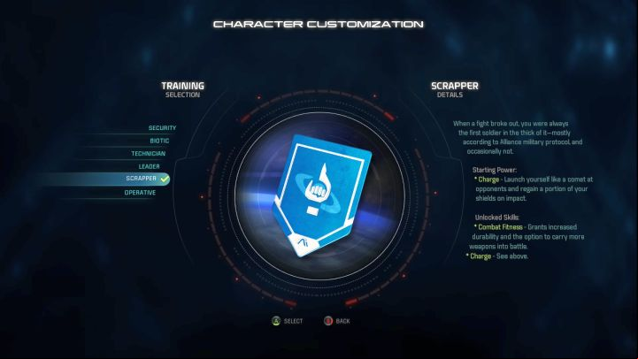 Scrapper training selection. - Scrapper | Trainings - Character training - Mass Effect: Andromeda Game Guide
