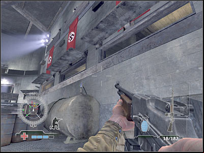 Your second task here will be to get closer to the stairs, because this is the only way to the bunker - Assemble at Main Control Room - Operation Der Flakturm - Medal of Honor: Airborne - Game Guide and Walkthrough