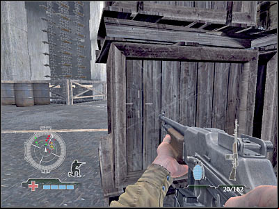 As you've probably suspected, you will have to lean out once every few seconds in order to kill enemy troops - Assemble at Main Control Room - Operation Der Flakturm - Medal of Honor: Airborne - Game Guide and Walkthrough